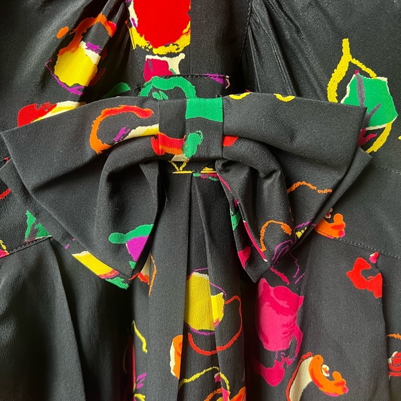 ESCADA BERGDORF GOODMAN Silk Dress Floral Silk Vintage Colorful Coquette Bow 10 - Picture 3 of 12